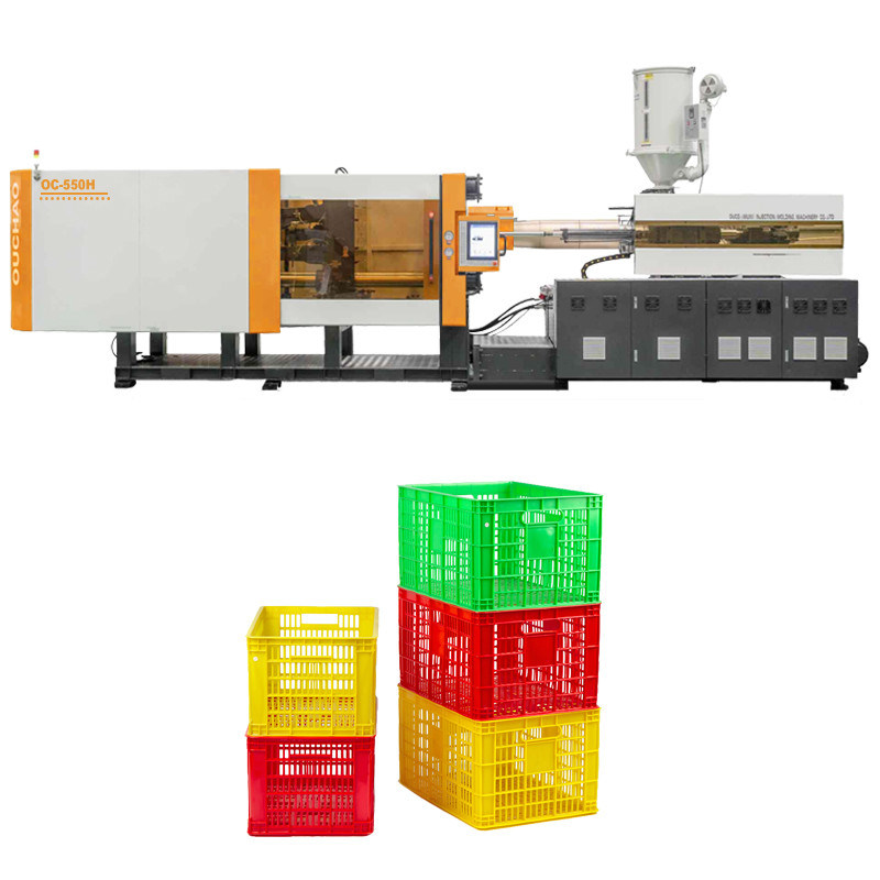 OUCO 550T Save Materials Hydraulic Servo Supermarket Goods Delivery Plastic Crate Injection Molding Machine